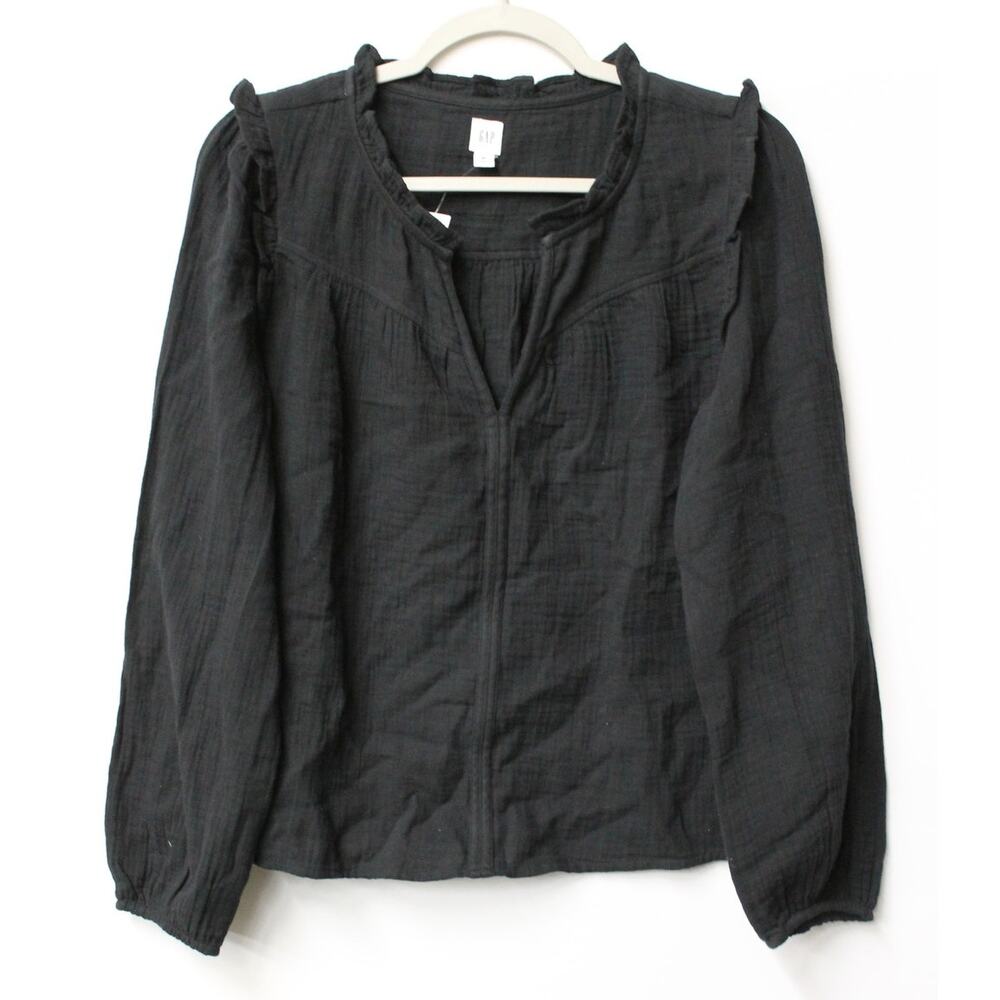 *NEW* GAP LONG SLEEVE ROUND NECK WITH SLIT AND RUFFLES